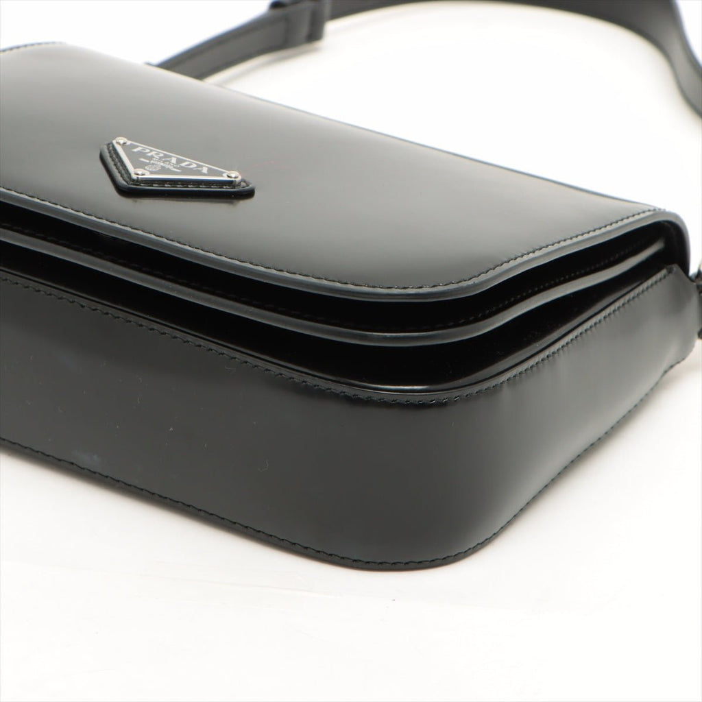 Brushed Leather Black Shoulder Bag