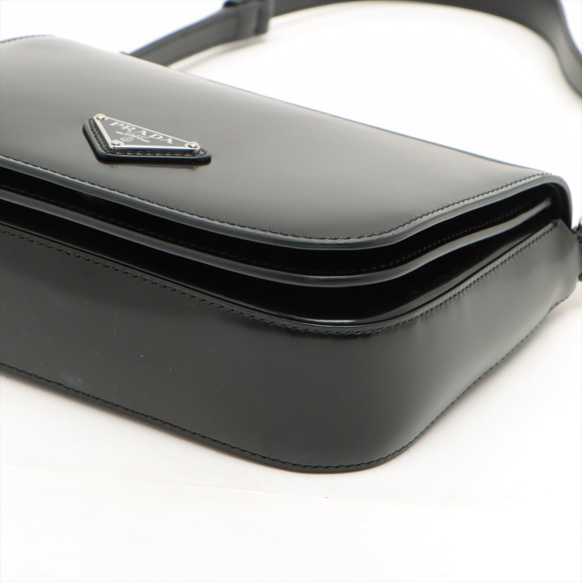 Brushed Leather Black Shoulder Bag
