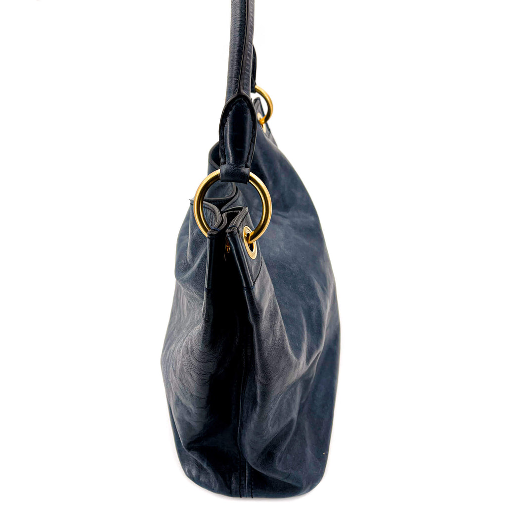 Shoulder Hobo Blue-Gray Leather