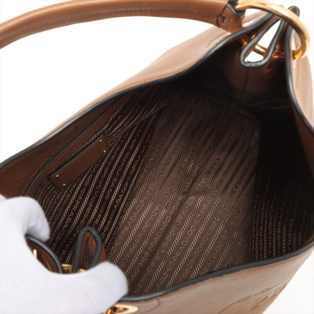 Vitello Phenix Leather One Shoulder Brown