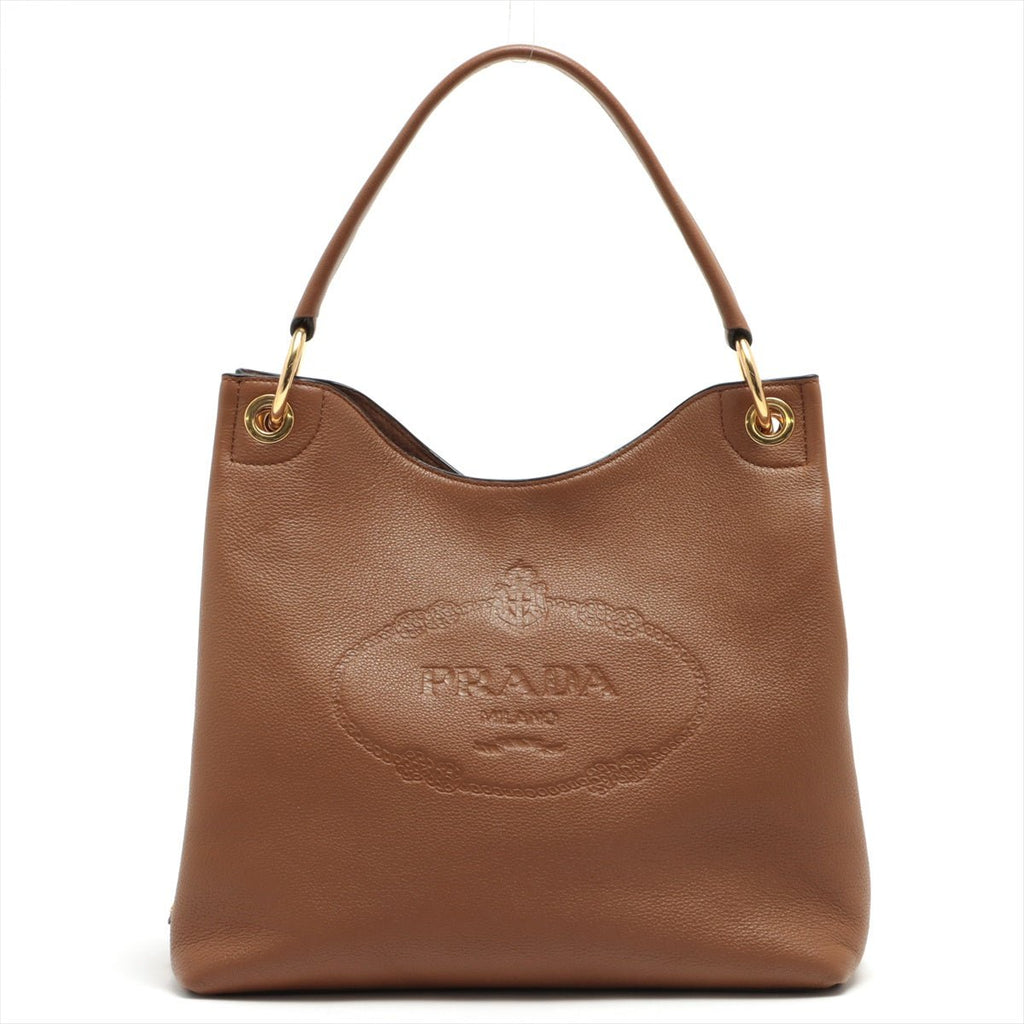 Vitello Phenix Leather One Shoulder Brown