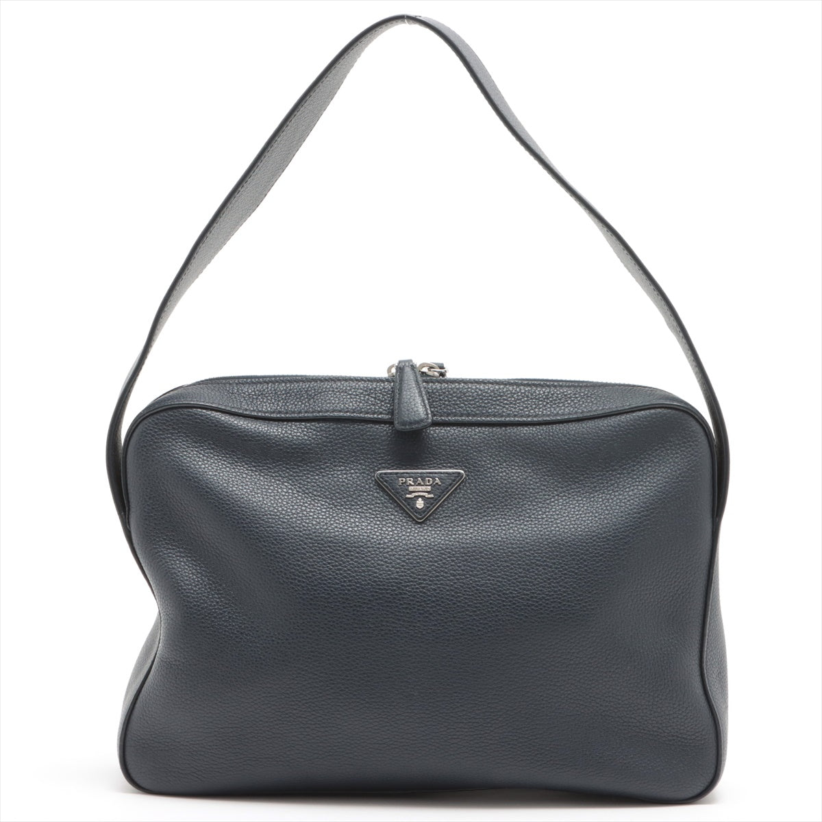 Zipped Shoulder Bag Daino Leather Navy blue