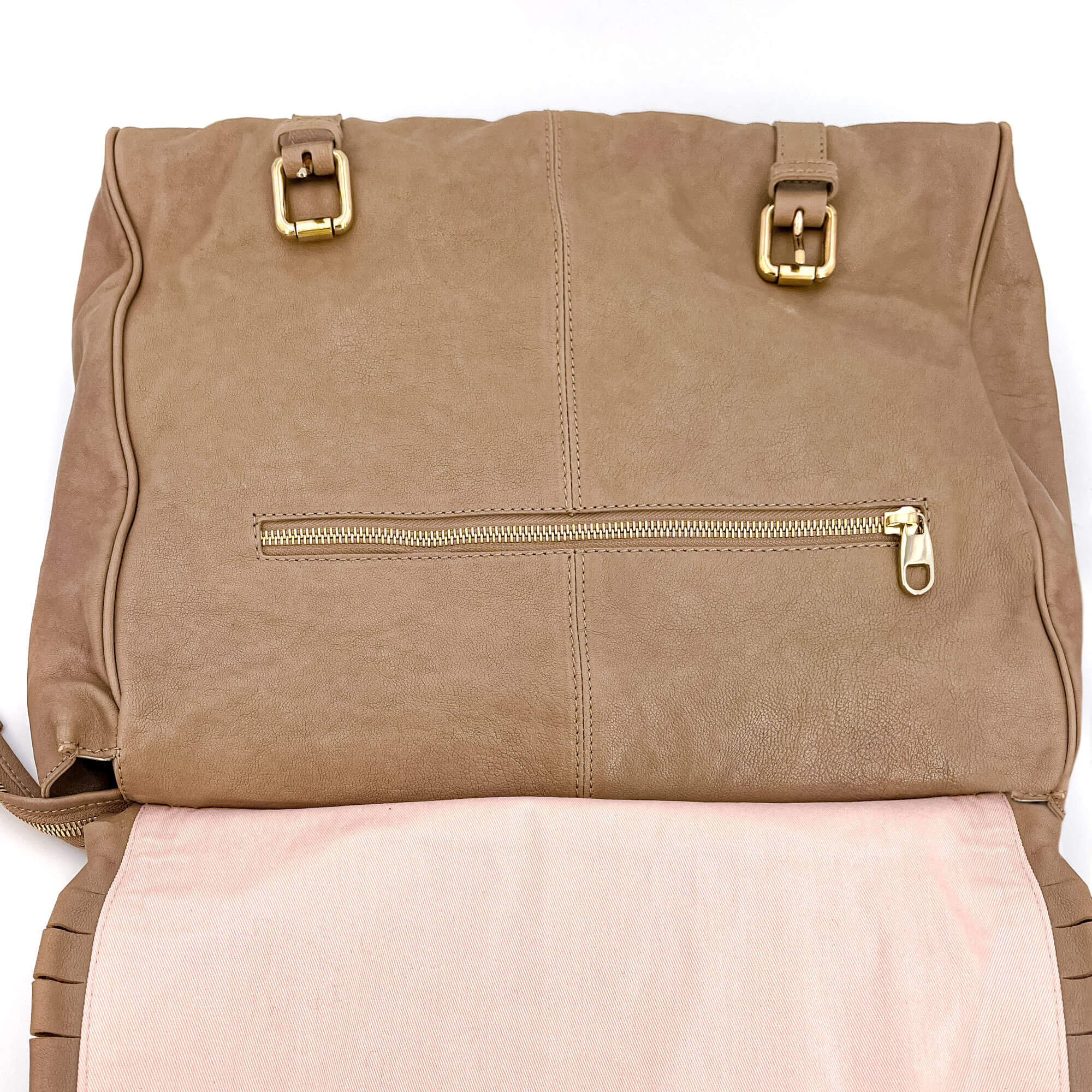 Shoulder Bag Beige Leather