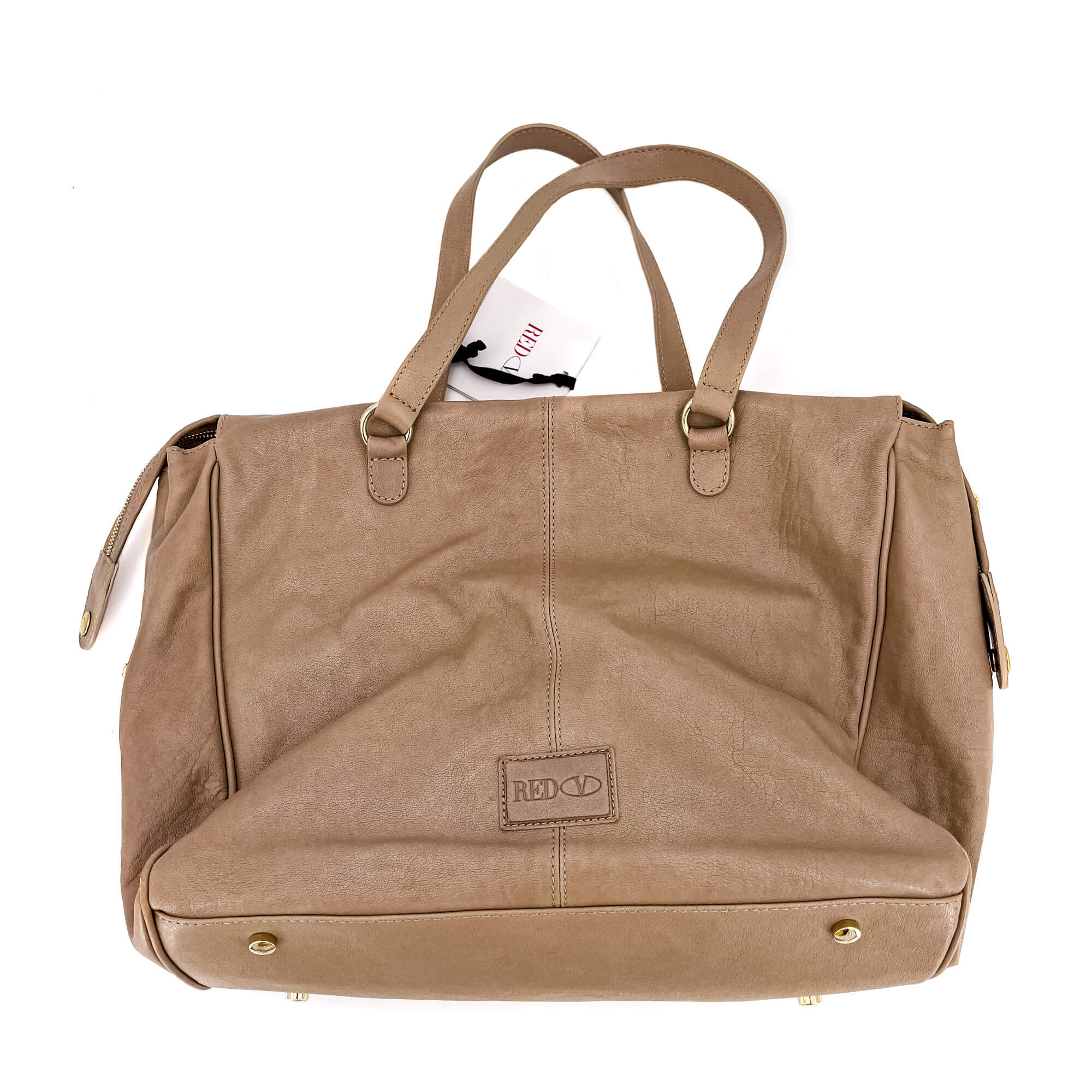 Shoulder Bag Beige Leather