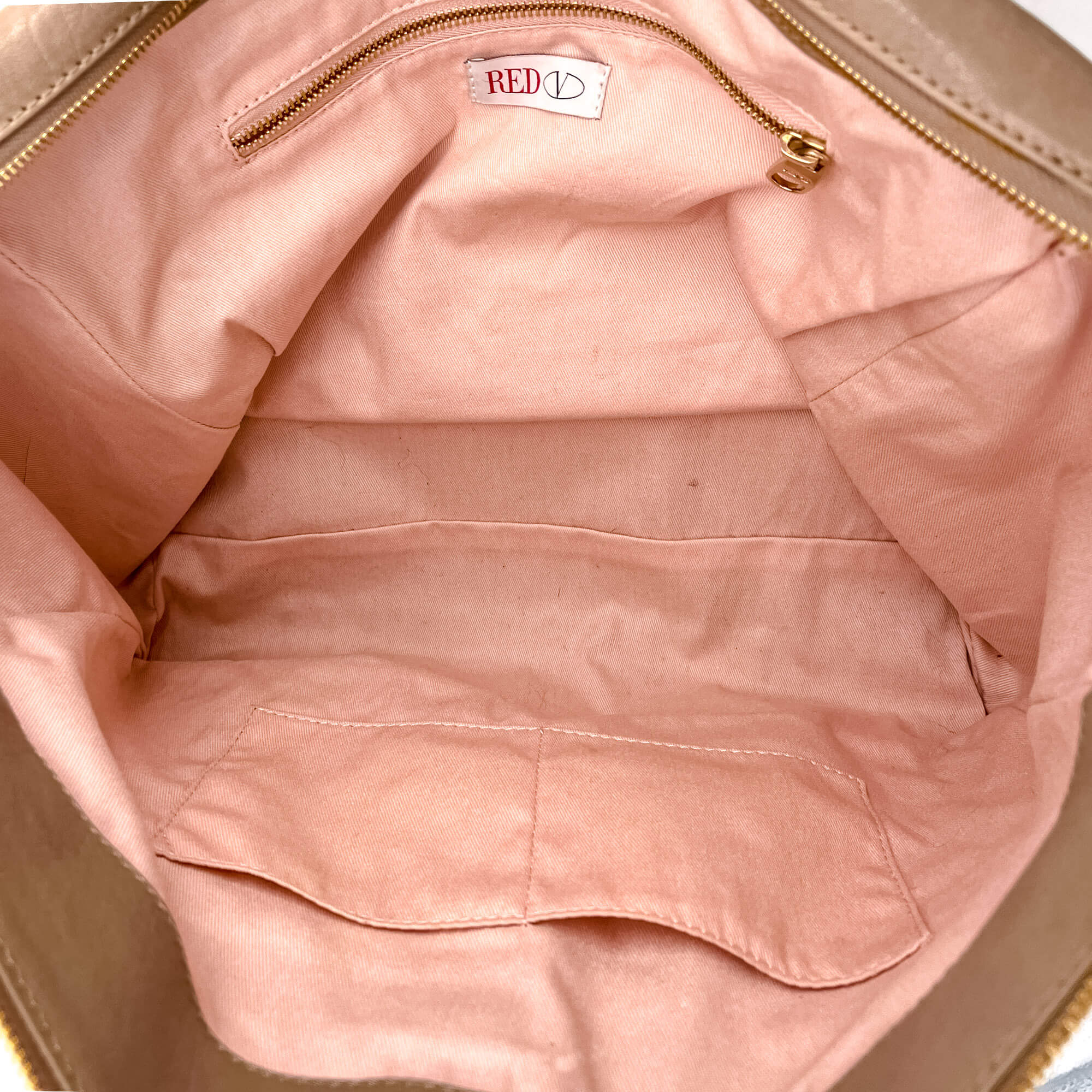 Shoulder Bag Beige Leather