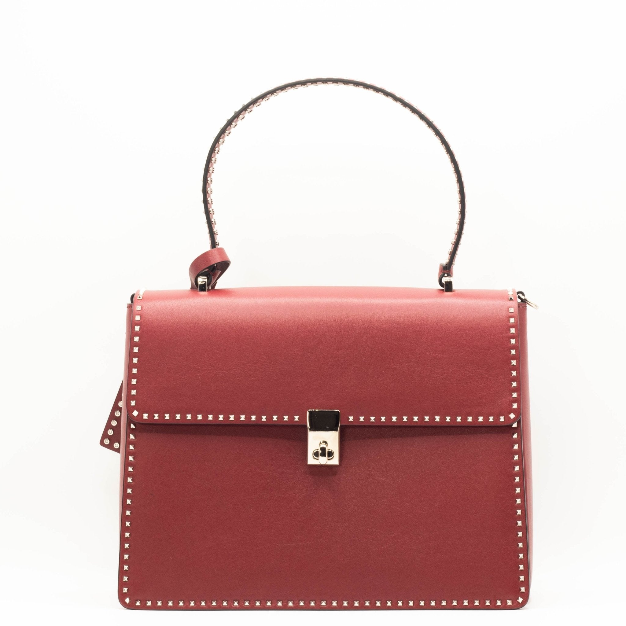 Red Leather Studs Shoulder Bag