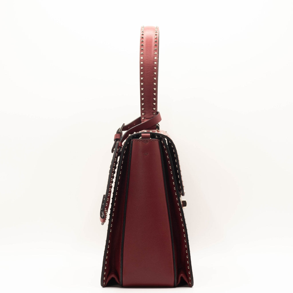 Red Leather Studs Shoulder Bag