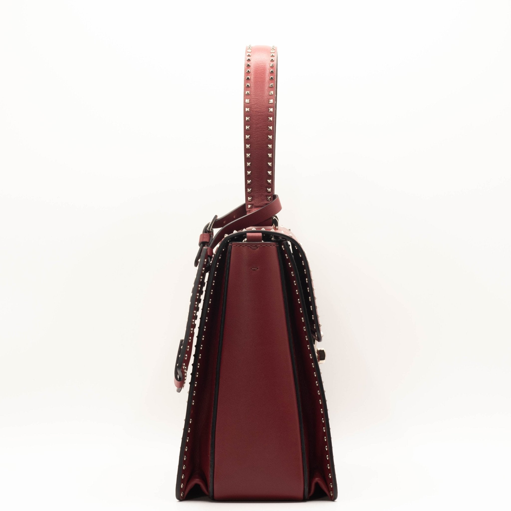 Red Leather Studs Shoulder Bag