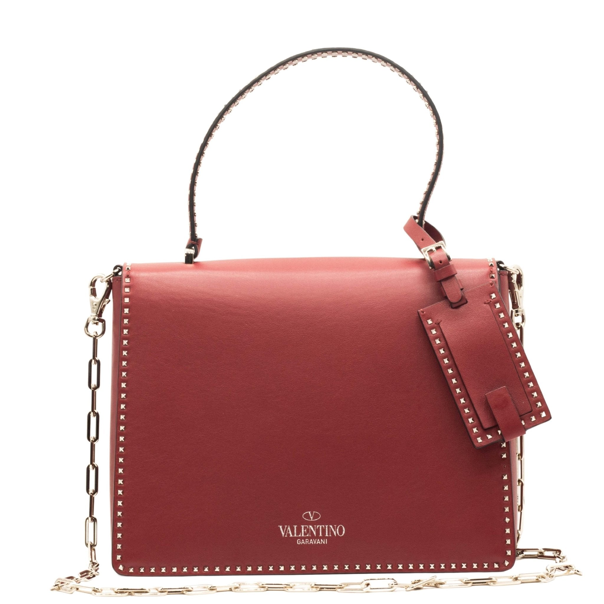 Red Leather Studs Shoulder Bag