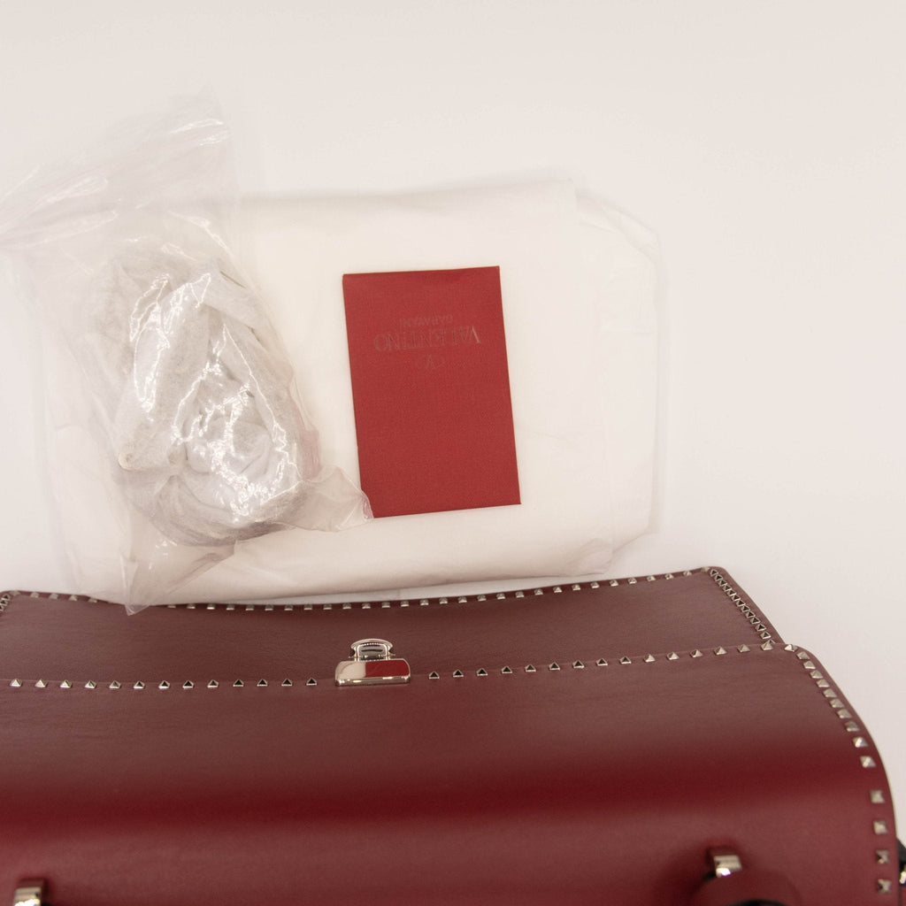 Red Leather Studs Shoulder Bag