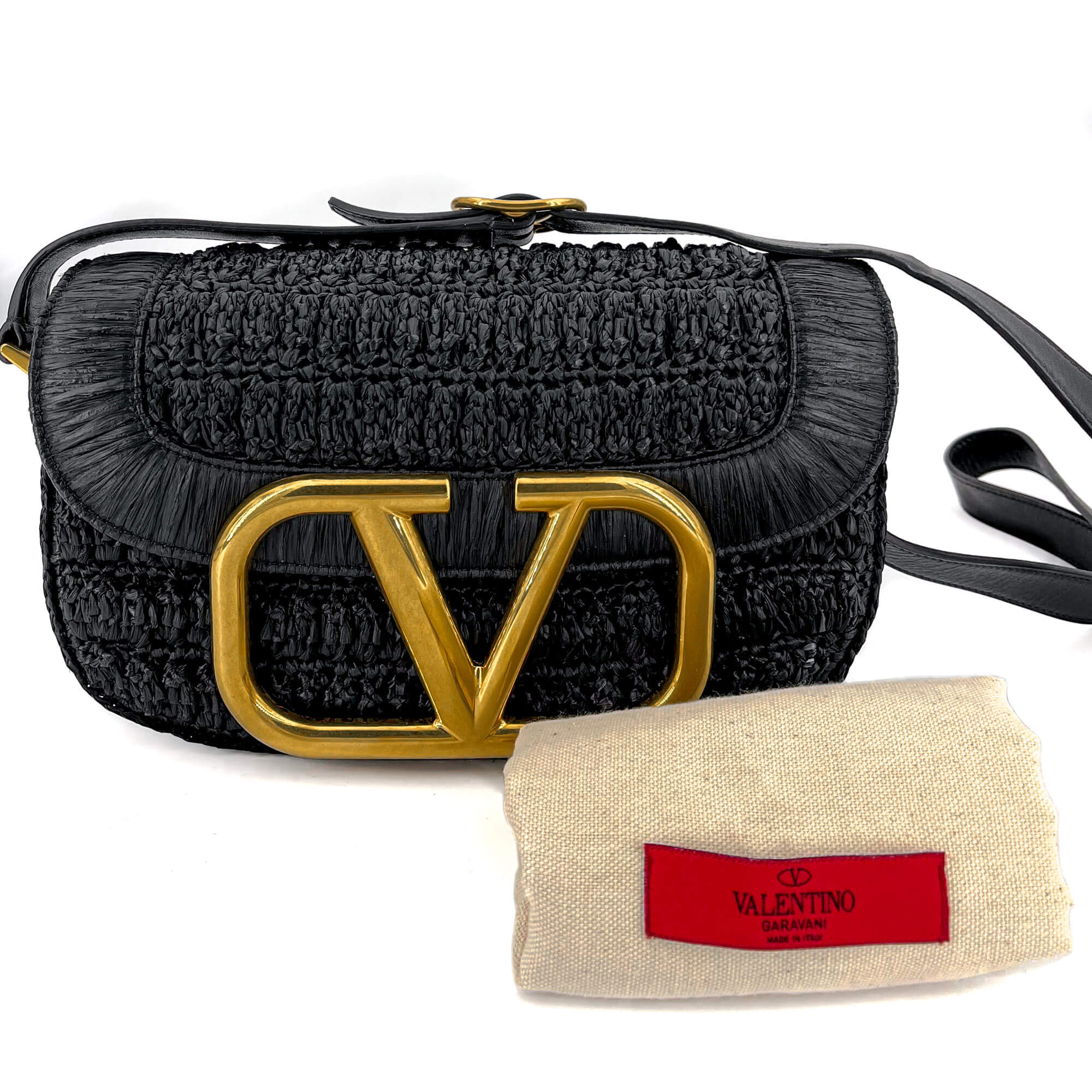 Supervee Black Raffia Shoulder Bag
