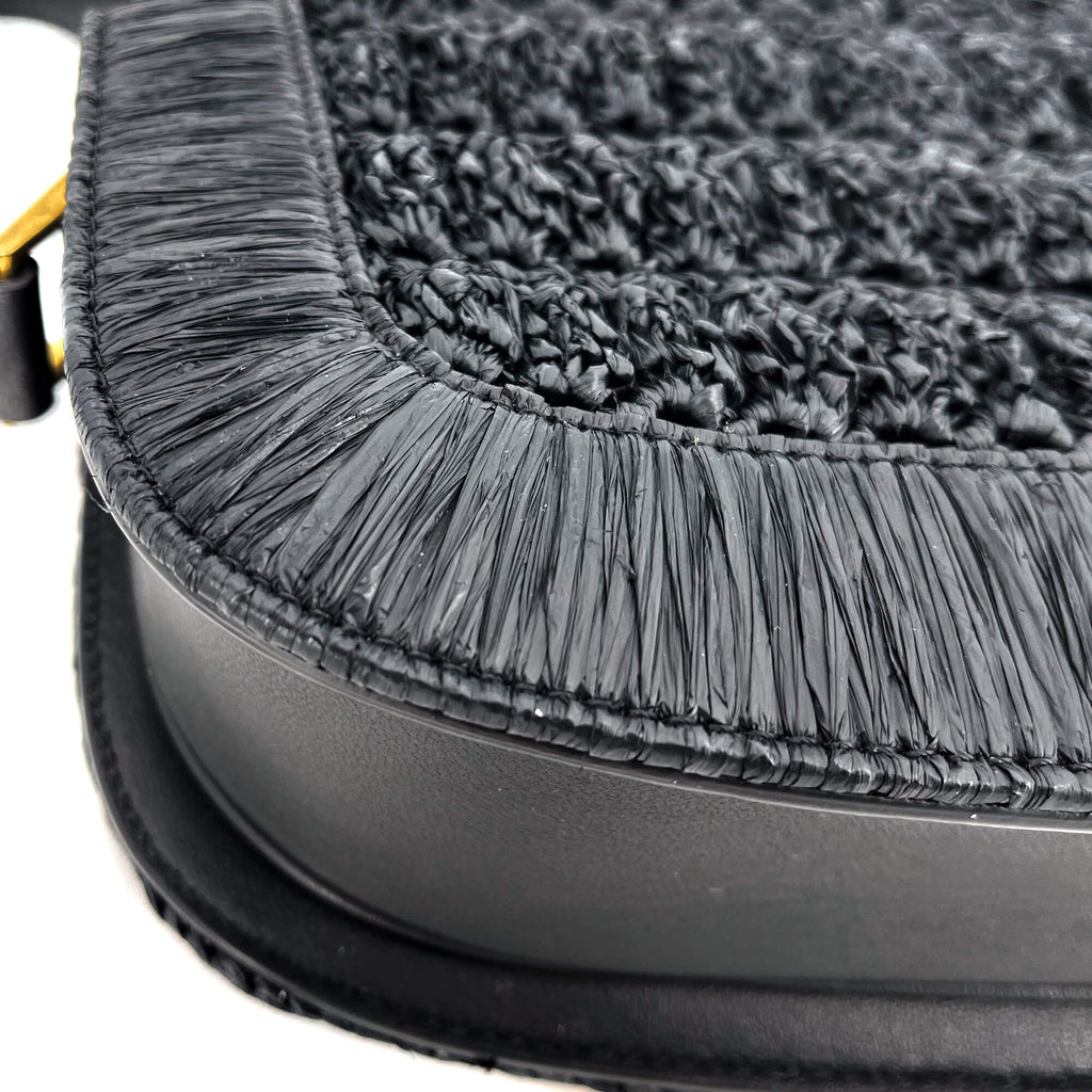 Supervee Black Raffia Shoulder Bag