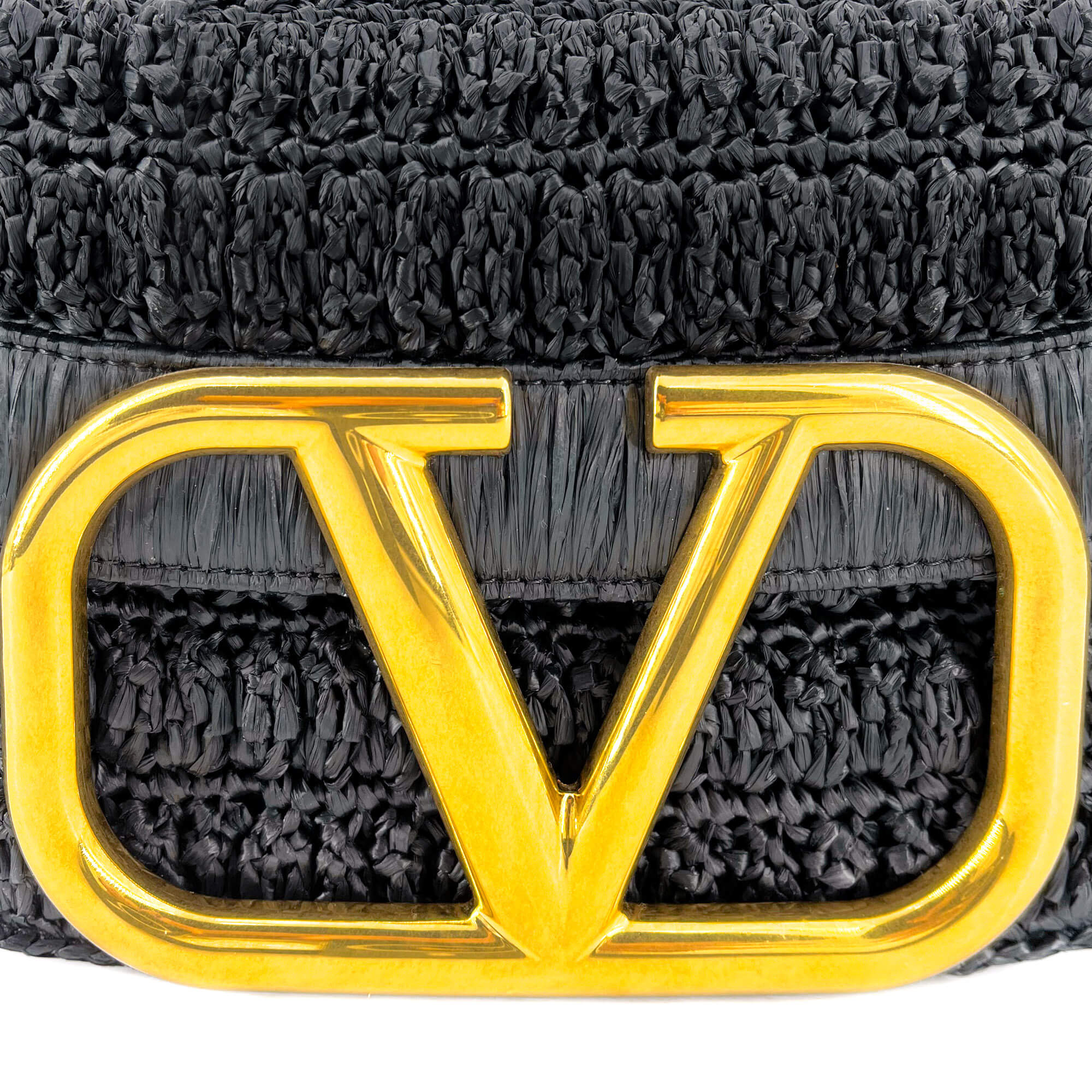 Supervee Black Raffia Shoulder Bag