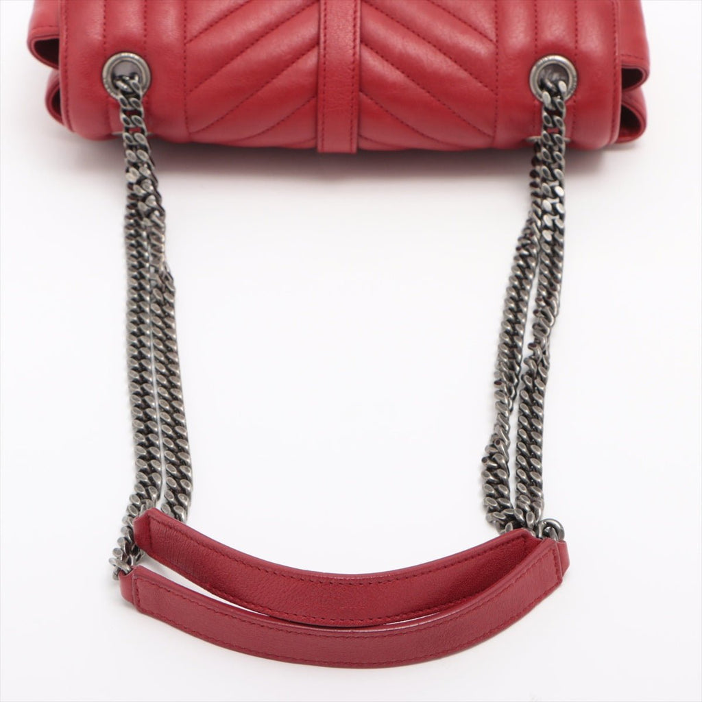Envelope Leather Red Chain Shoulder Bag