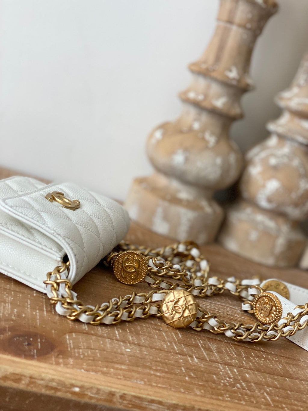 Chanel Clutch With Chain White For Women Bags 4.8in/12.3cm