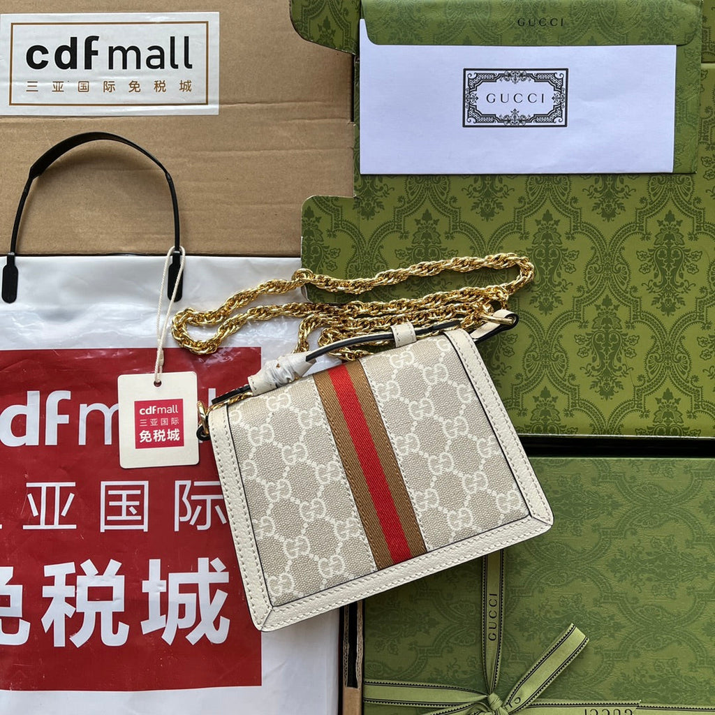 Gucci OphiDiora Gucci Mini Shoulder Bag White For Women, Women’s Bags 6.9in/17.5cm Gucci ‎696180 UULAK 9956