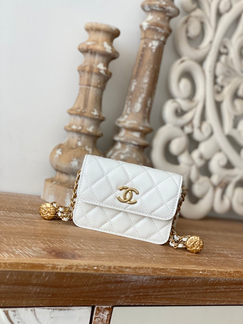 Chanel Clutch With Chain White For Women Bags 4.8in/12.3cm