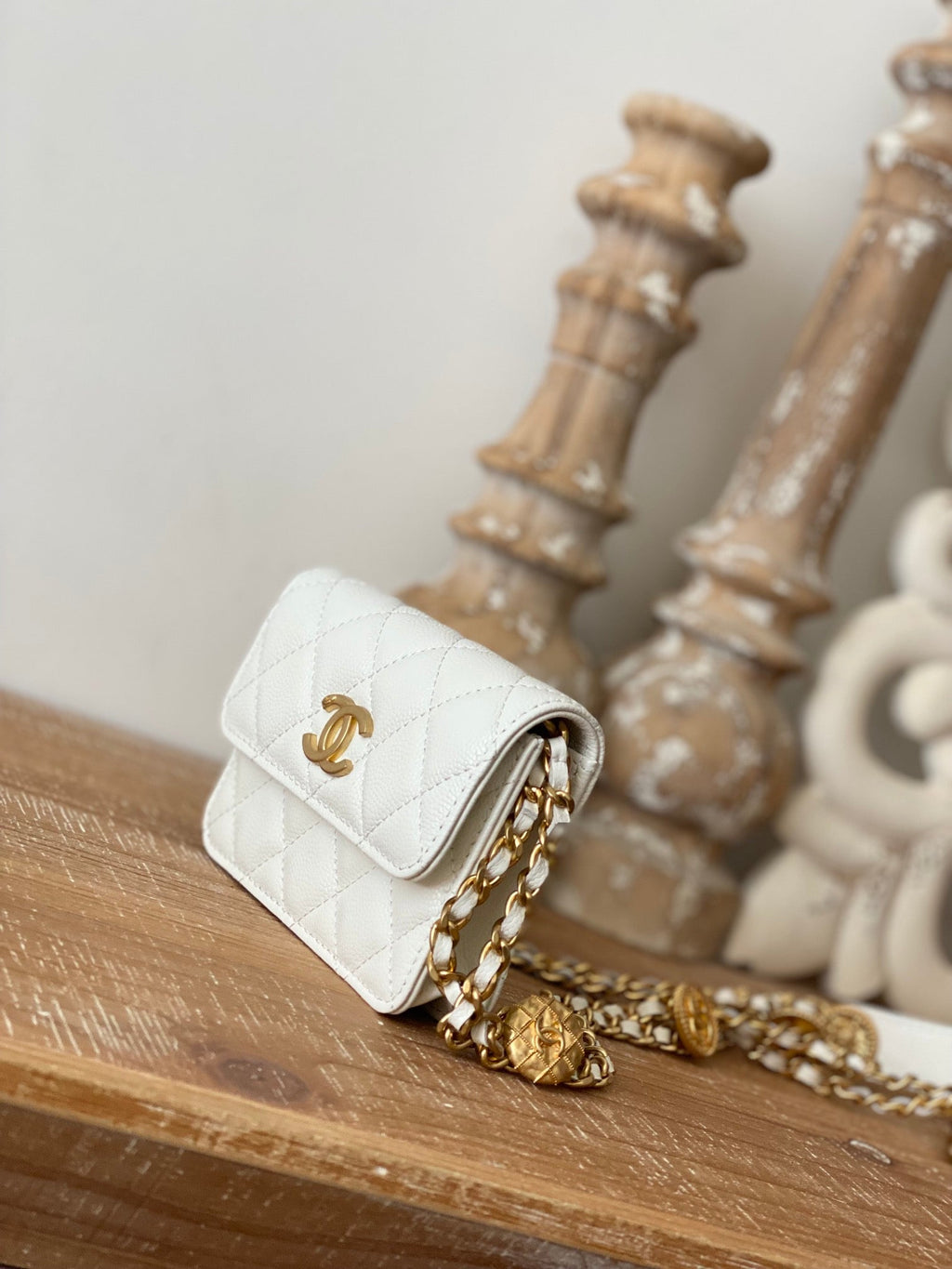 Chanel Clutch With Chain White For Women Bags 4.8in/12.3cm