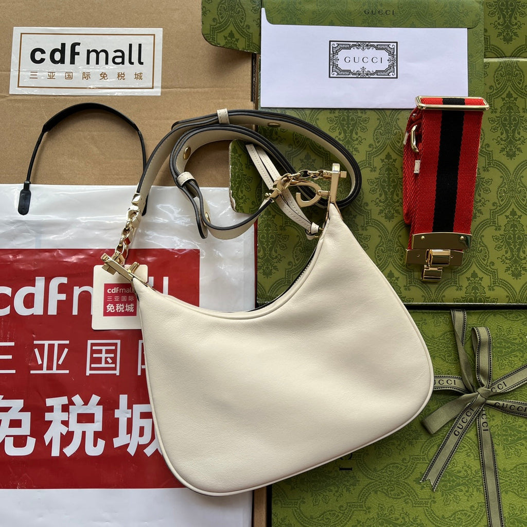 Gucci Atache Small Shoulder Bag White For Women, Women’s Bags 9in/23cm Gucci 699409 UXWBG 9109