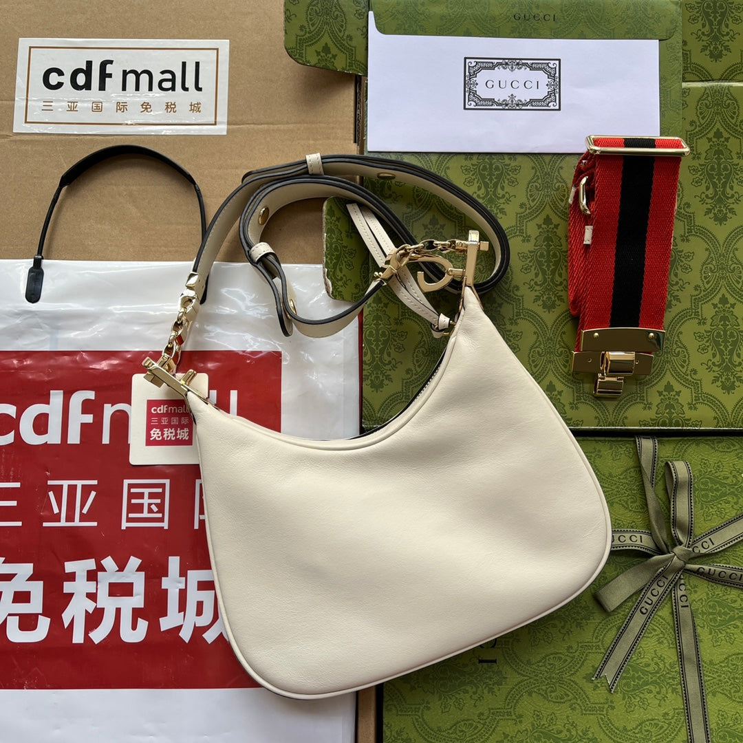 Gucci Atache Small Shoulder Bag White For Women, Women’s Bags 9in/23cm Gucci 699409 UXWBG 9109