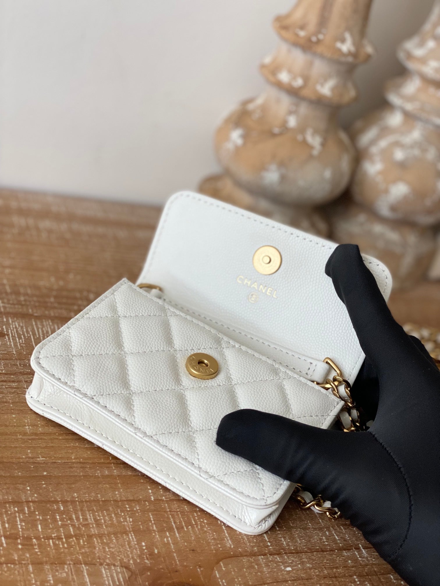 Chanel Clutch With Chain White For Women Bags 4.8in/12.3cm