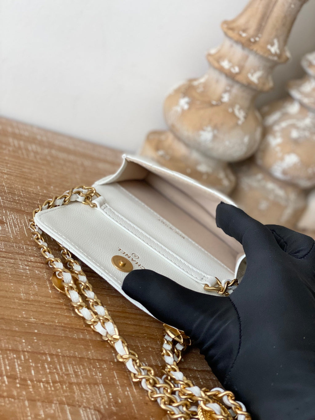 Chanel Clutch With Chain White For Women Bags 4.8in/12.3cm