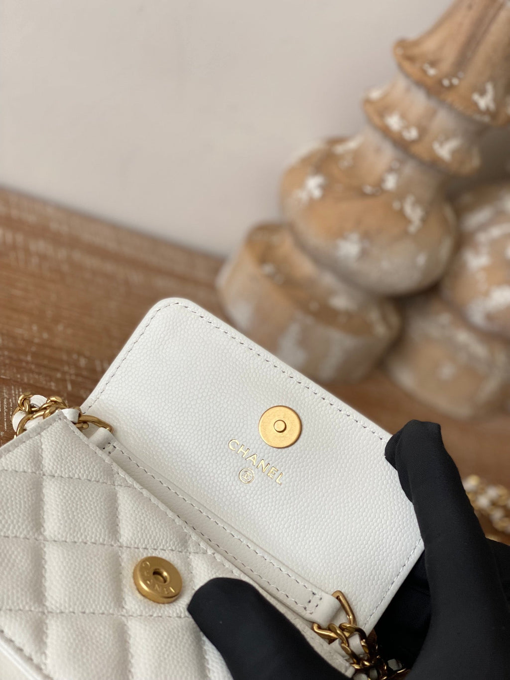 Chanel Clutch With Chain White For Women Bags 4.8in/12.3cm