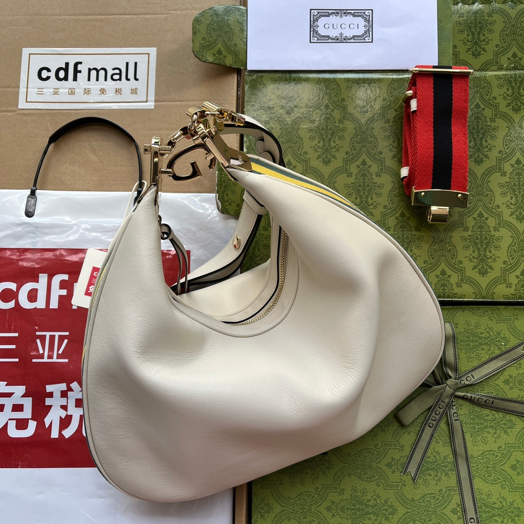 Gucci Atache Large Shoulder Bag White For Women, Women’s Bags 13.8in/35cm Gucci‎ ‎‎702823 UXWBG 9109