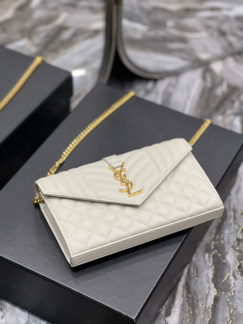 Top Quality Envelope Small Chain Bag White For Women, Women’s Bags 8.6in/22cm YSL
