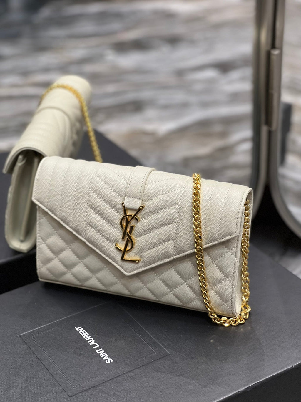Top Quality Envelope Small Chain Bag White For Women, Women’s Bags 8.6in/22cm YSL