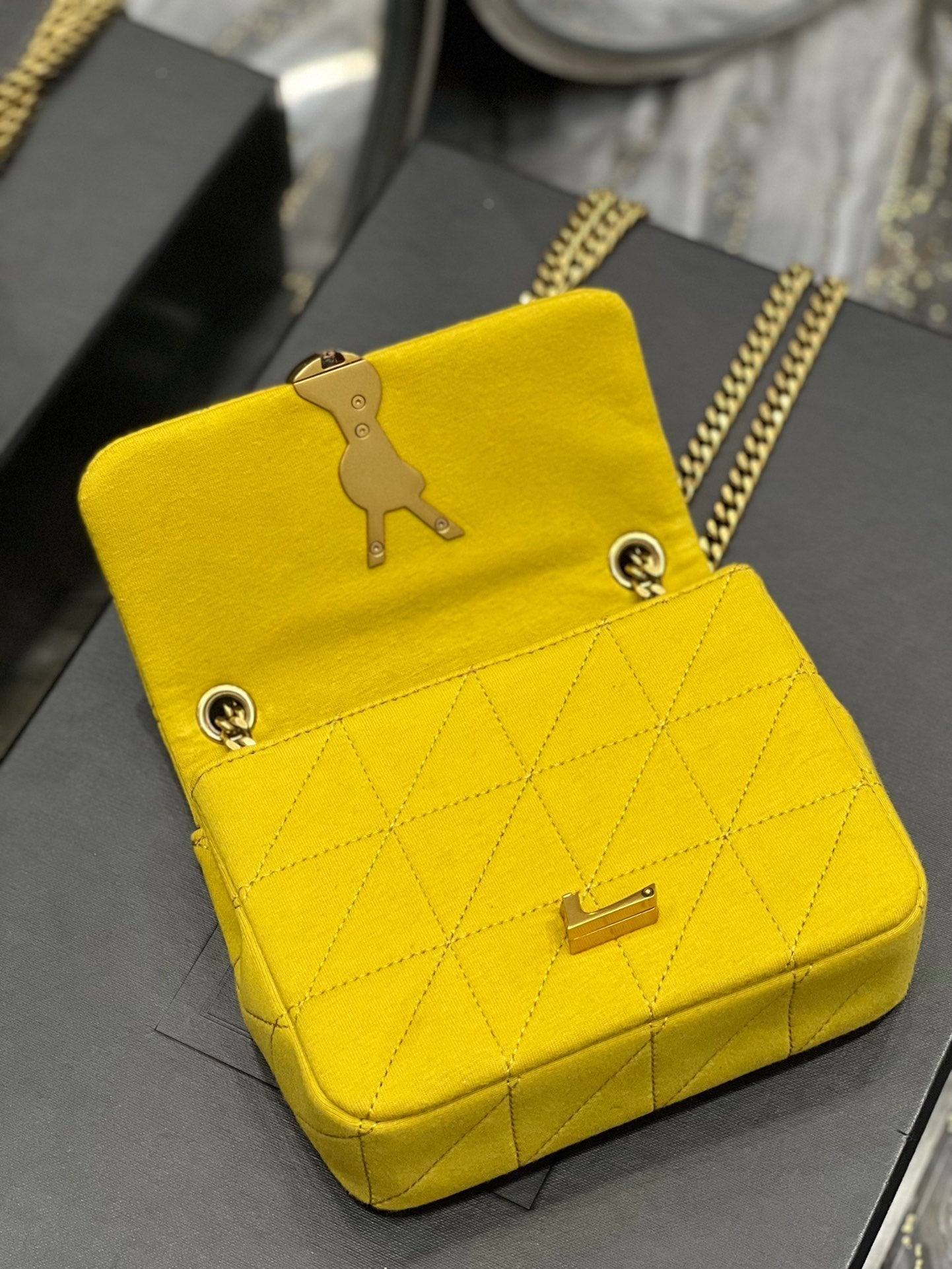 Top Quality Jamie Mini Chain Bag Yellow For Women, Women’s Bags 6.9in/17.5cm YSL
