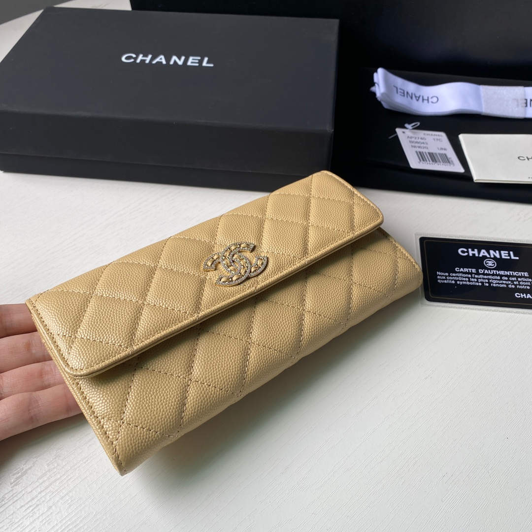 Chanel CHL LONG FLAP WALLET BEIGE AP0955