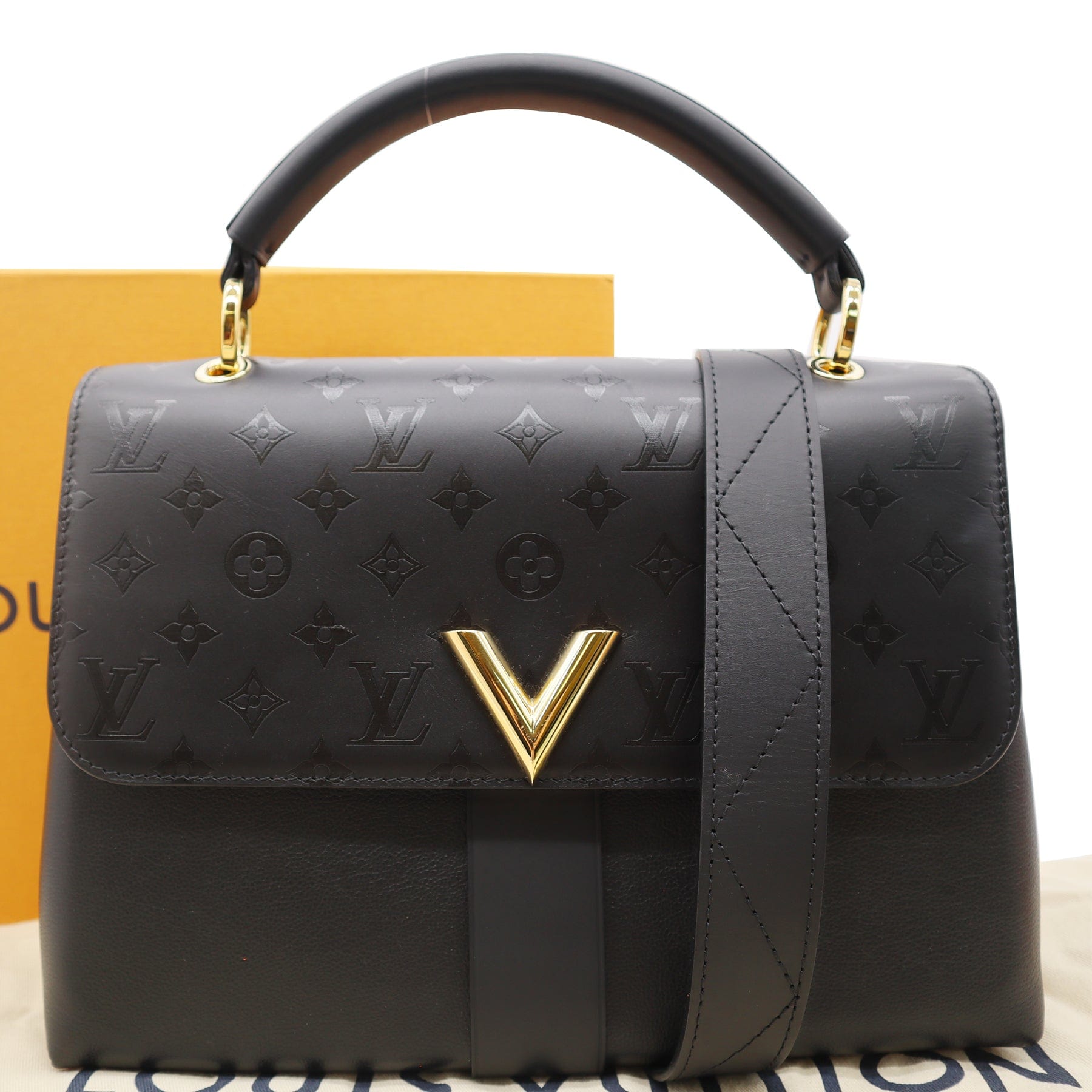 LOUIS VUITTON Very One Handle  Monogram Shoulder Bag Black