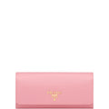 PR SAFFIANO LEATHER FLAP LONG WALLET PETAL PINK AND GOLD 19CM 1MH132 ZLP F0FZ3