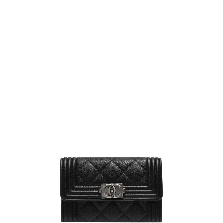 Chanel CHL BOY CLASSIC WALLET BLACK SILVER 84432