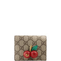 Gucci SUPREME CANVAS CARD CASE WALLET WITH CHERRIES RED LEATHER INSIDE 10CM 476050