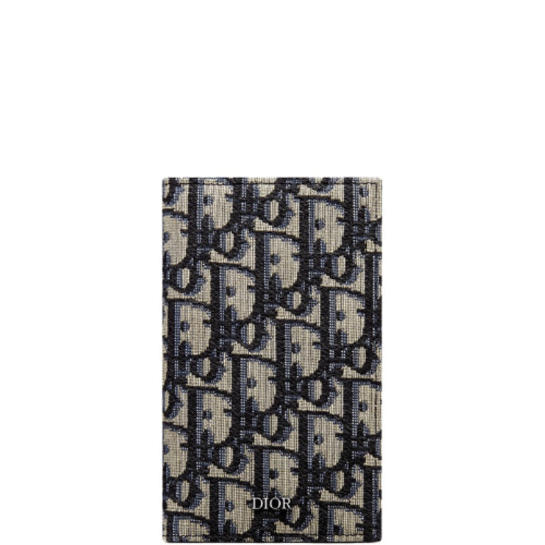 dir LONG BI FOLD CARD HOLDER BEIGE AND BLACK OBLIQUE JACQUARD 17.5CM 2ESCH147YSE H05E