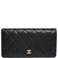 Chanel CHL BLACK  LEATHER CLASSIC LONG FLAP WALLET 19.5CM