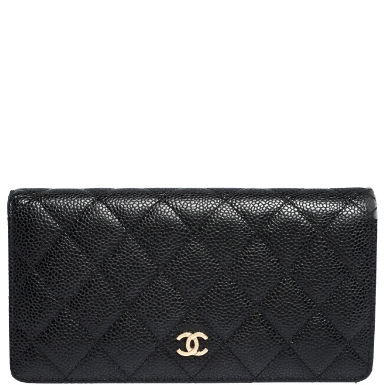 Chanel CHL BLACK  LEATHER CLASSIC LONG FLAP WALLET 19.5CM