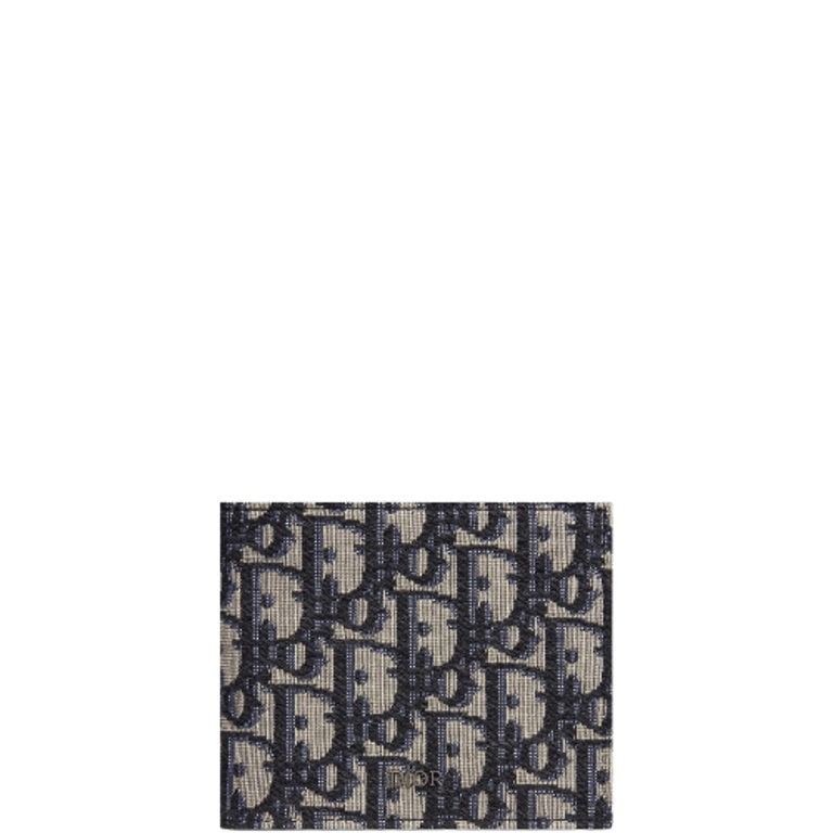 dir WALLET BEIGE AND BLACK OBLIQUE JACQUARD 11CM 2OBBH027YSE H05E