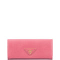 PR SAFFIANO LUX LEATHER FLAP CONTINENTAL LIGHT PINK WALLET 19CM