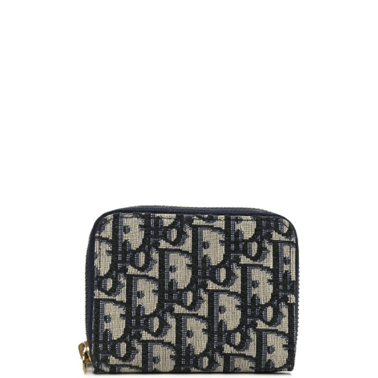 dir OBLIQUE ZIPPER WALLET COIN POUCH BEIGE AND BLACK 11CM 973981