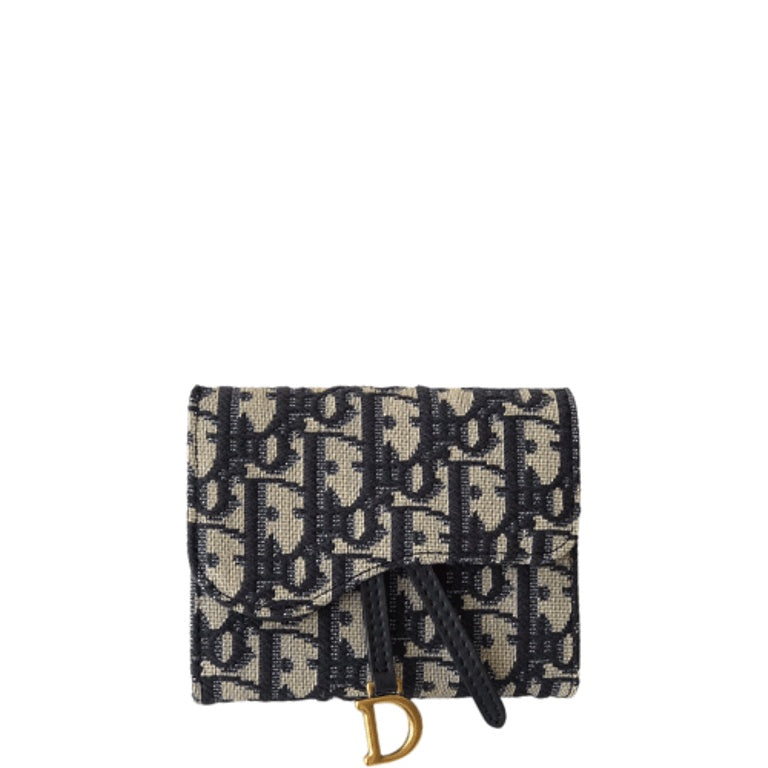 dir SADDLE NANO POUCH BLUE AND BEIGE OBLIQUE JACQUARD 11CM S5654CTZQ
