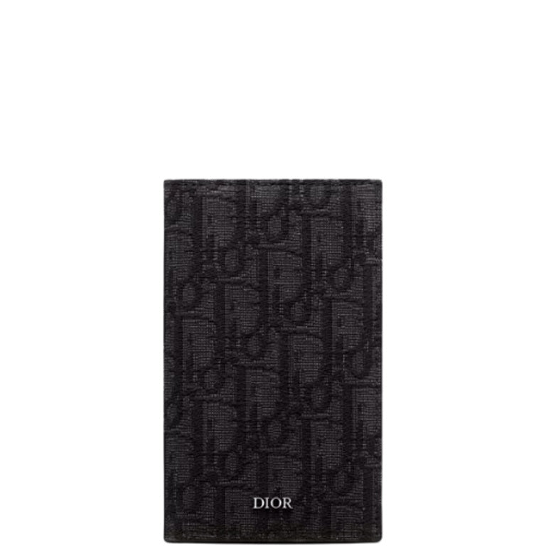 dir LONG BI FOLD CARD HOLDER BLACK OBLIQUE JACQUARD 17.5CM 2ESCH147YSE H03E