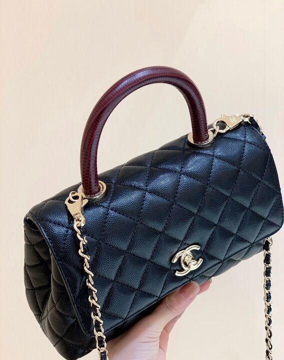 ChanelMeGLAMIum GlamIap Bag With Top Handle Navy Blue For Women, WomenÃ¢â‚¬â„¢s Handbags, Shoulder And Crossbody Bags 9in/23cm A92990