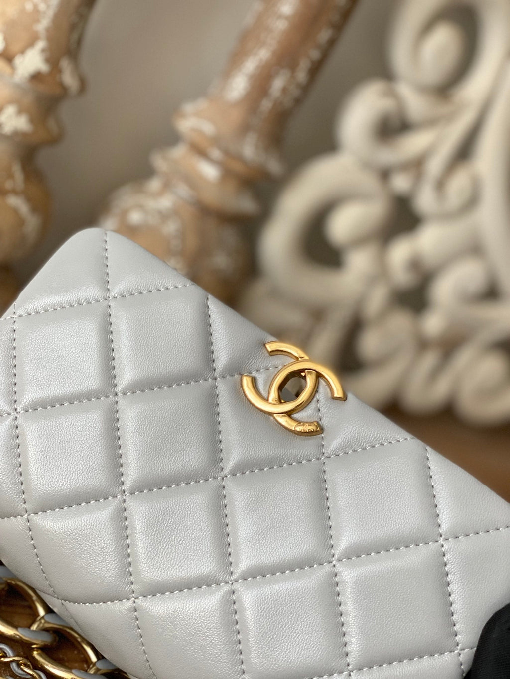 Chanel Classic GLAMIamond GlamIap Bag Gray For Women Bags 9.1in/23cm