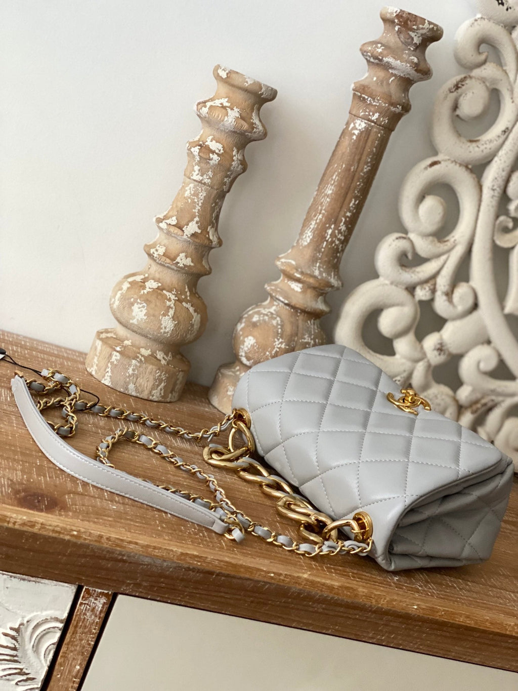 Chanel Classic Diamond Flap Bag Gray For Women, Women’s Bags 9.1in/23cm
