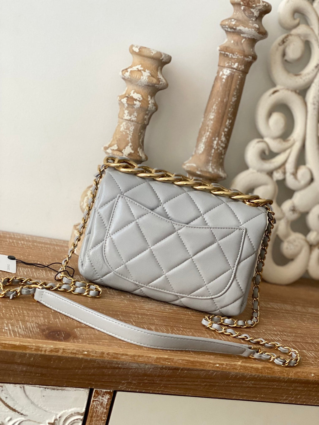 Chanel Classic Diamond Flap Bag Gray For Women, Women’s Bags 9.1in/23cm