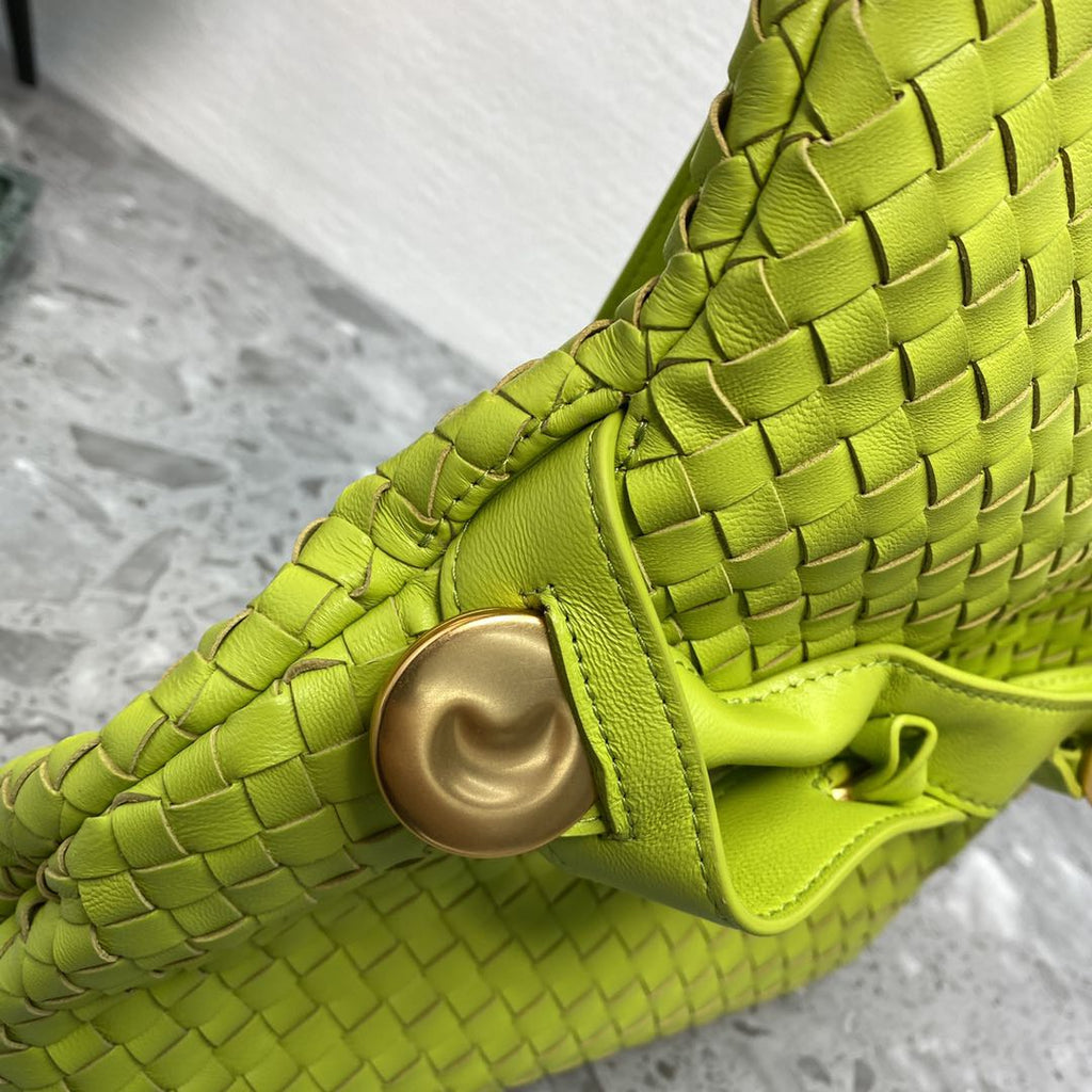 Intrecciato Shoulder Bag Neon Green, For Women, Women Bags 10.2in/26cm