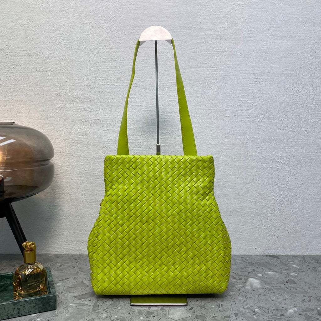 Intrecciato Shoulder Bag Neon Green, For Women, Women Bags 10.2in/26cm